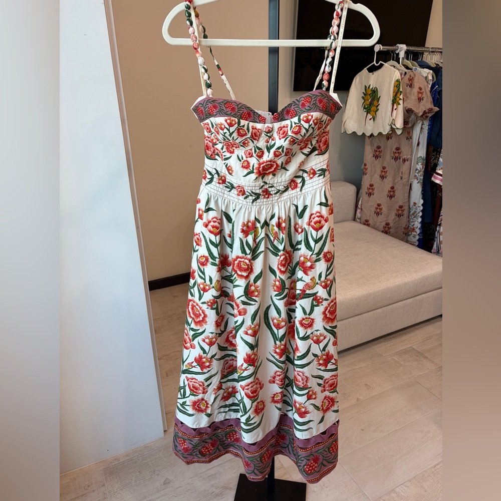 FARM RIO Printed Cotton Midi Dress - White - Picture 4 of 13